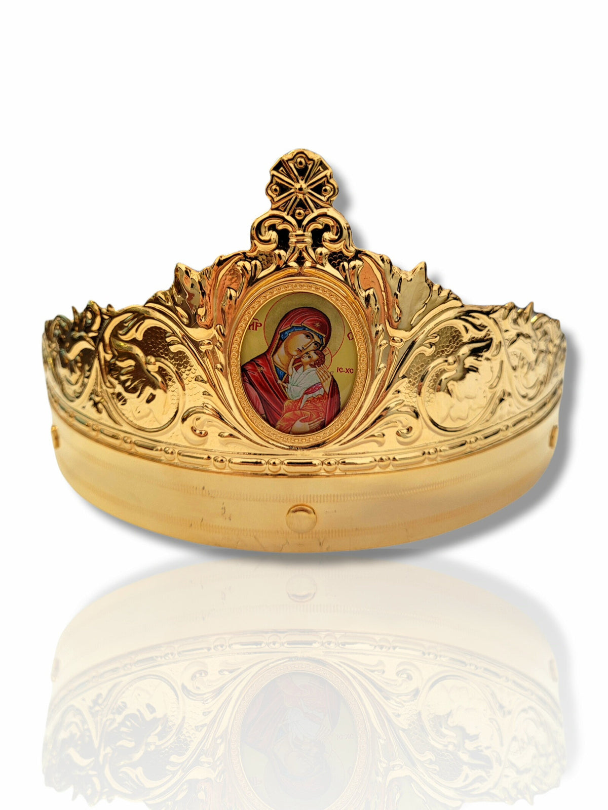 Cununii din alamă presate cu icoană - aurite