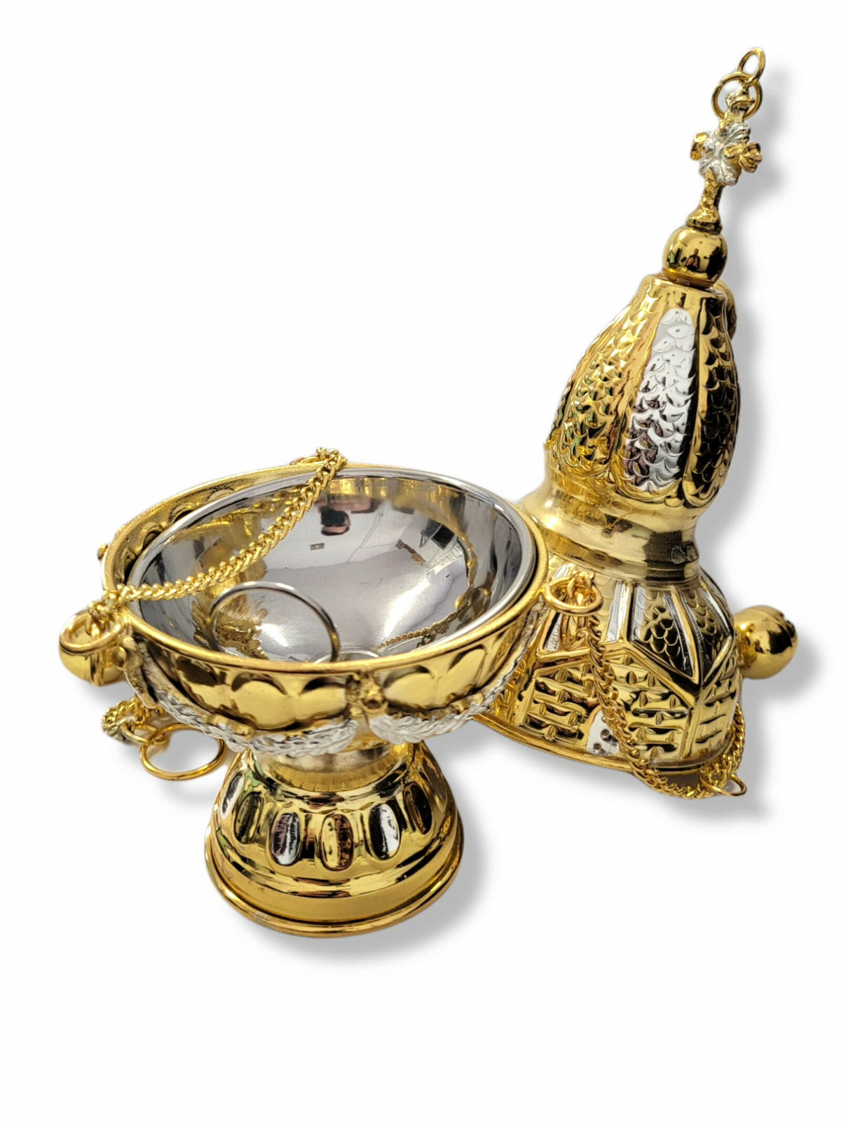 Cădelniță hexagon două culori, placat cu argint 107-04D
