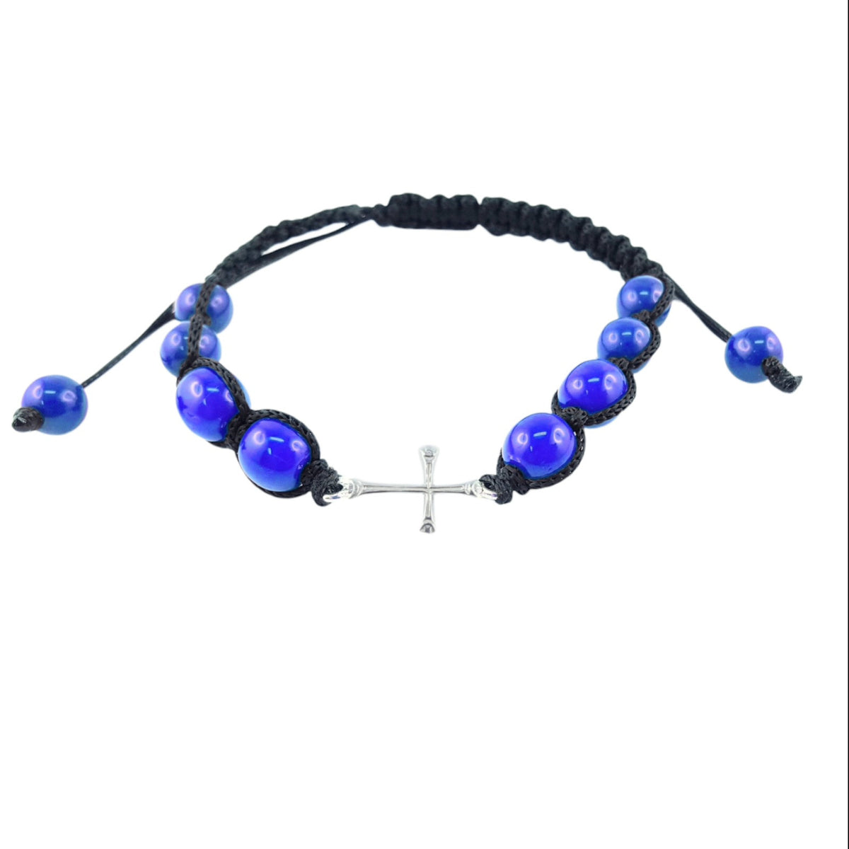 Brățară reglabilă cu cruciuliță din argint - 4232100NgrELAAlbs