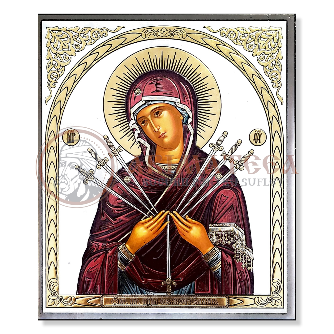 Icoană litografiată din pal reprezentând pe Maica Domnului 15x18 cm - Relief