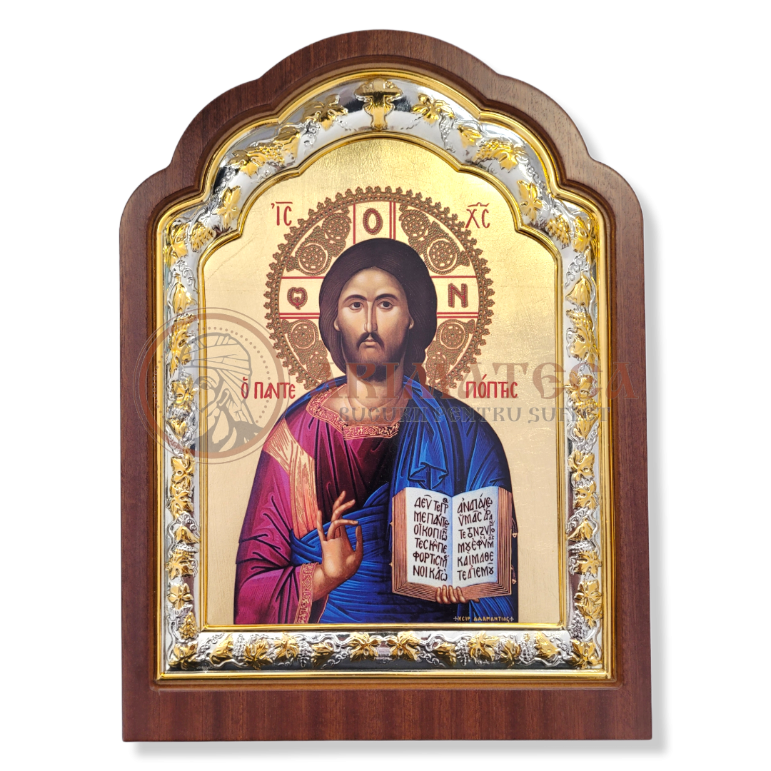 Icoană lemn ovală 23x31- Iisus Hristos (5569)