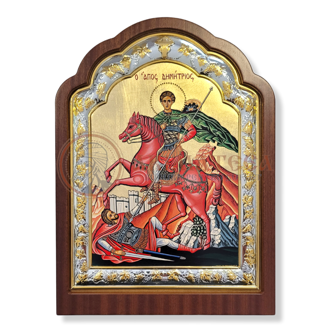 Icoană lemn ovală 23x31- Sf. M. Mc. Dimitrie (5569)