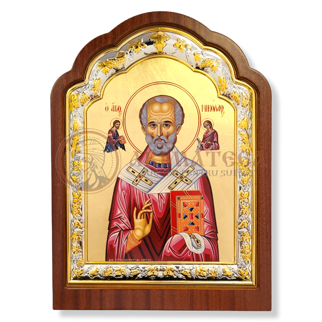 Icoană lemn ovală 23x31- Sf. Ierarh Nicolae (5569)