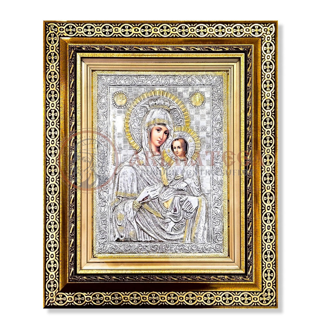 Icoană Argintată în Ramă Aurie - Maica Domnului (9463)