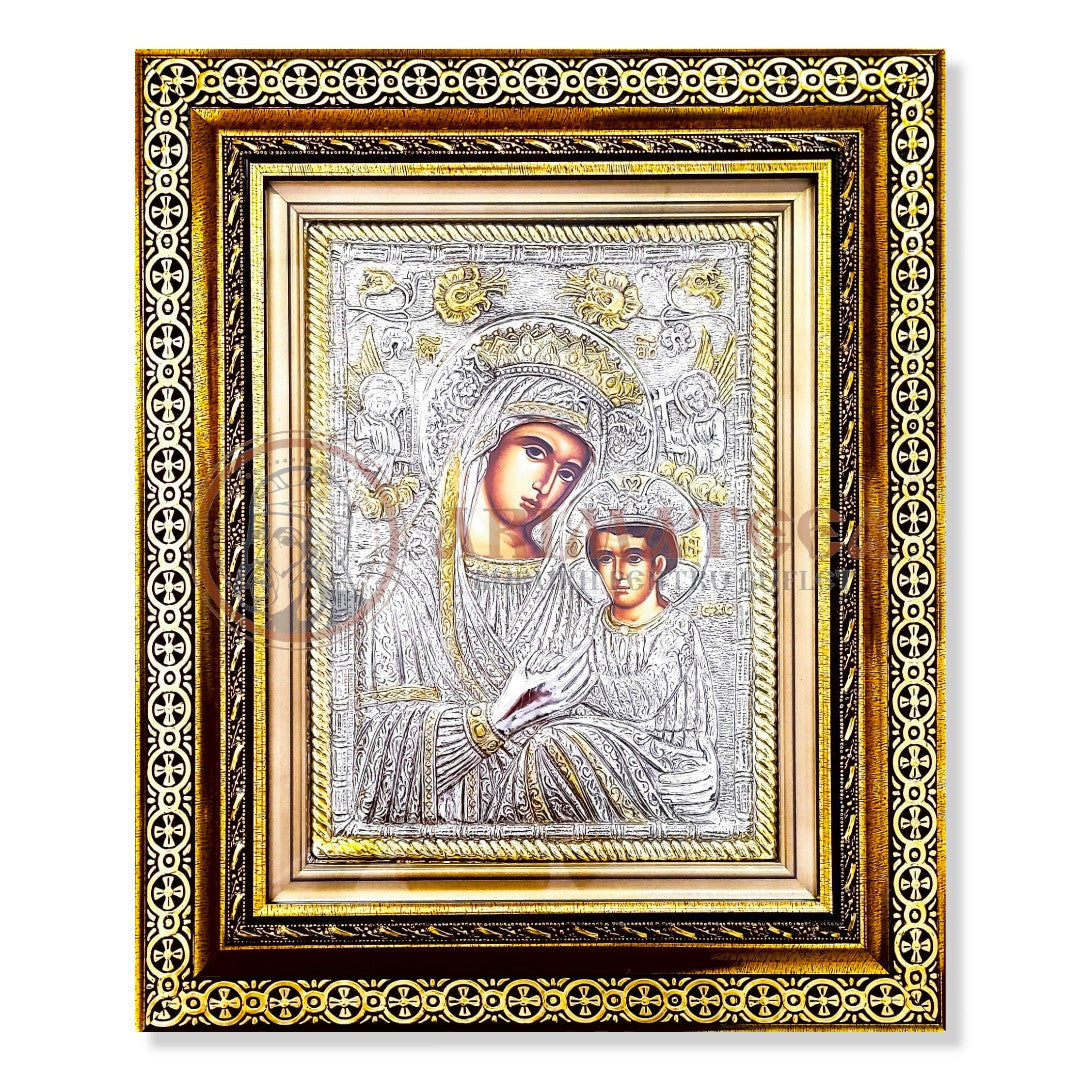 Icoană Argintată în Ramă Aurie - Maica Domnului Împărăteasa (9463)
