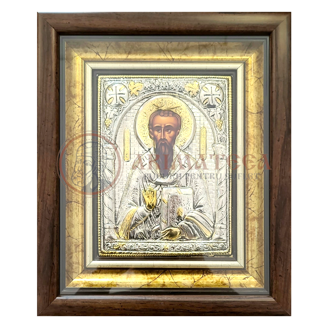 Icoană Argintată 27x33 cm - Sf. Vasile cel Mare (1001A-925)
