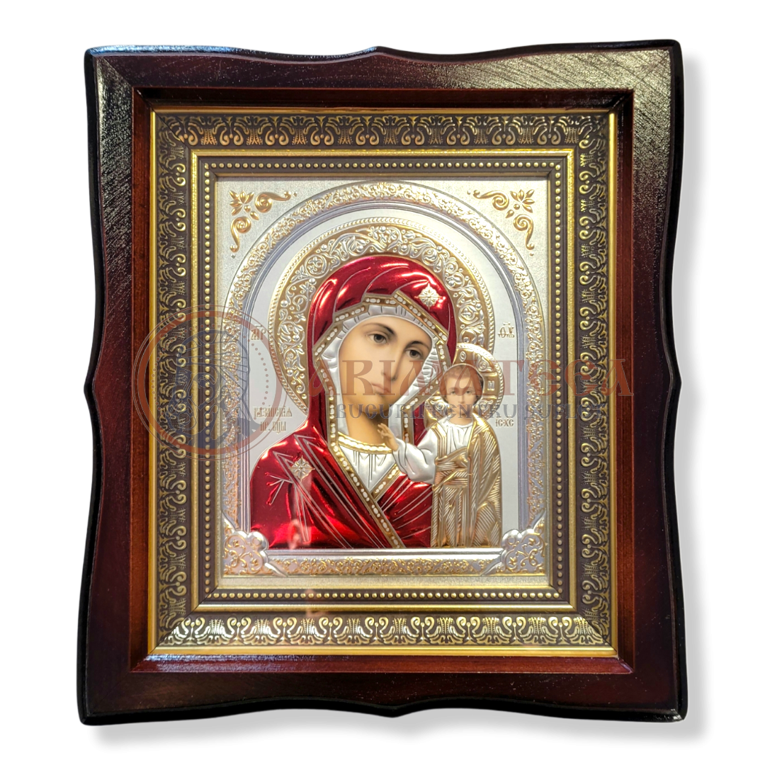 Icoană Ramă Ondulată Lemn - Maica Domnului