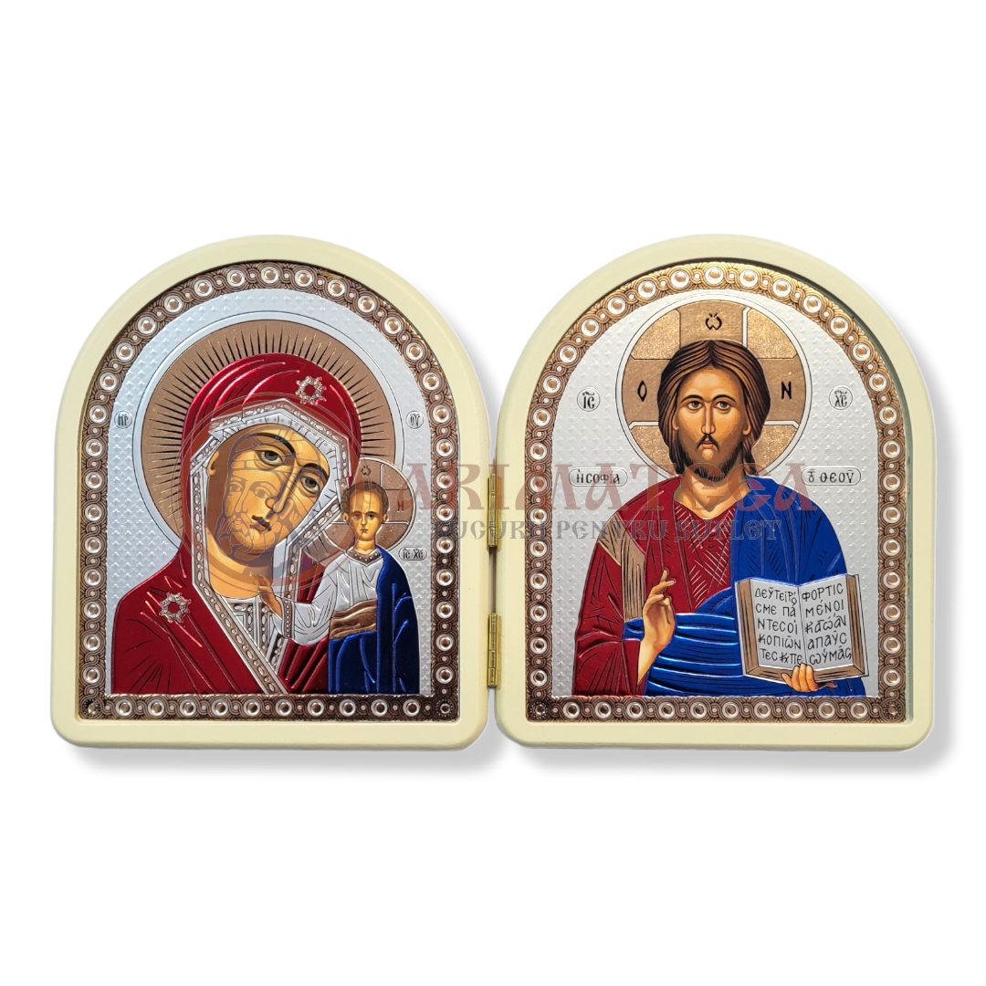 Diptic din Lemn - Maica Domnului și Mântuitorul, 32x18 cm (13323)