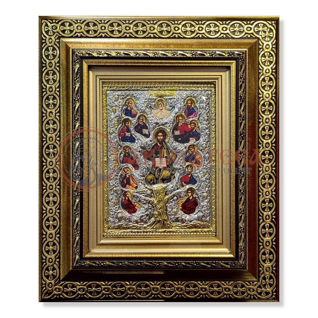 Icoană Argintată în Ramă Aurie - Iisus Hristos Arborele Vieții (5570)