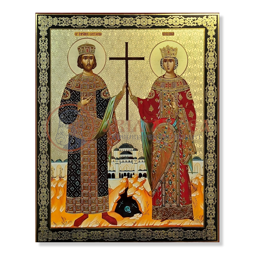 Icoană pal 30x40 - Litografie - Sf. Împărați Constantin și Elena