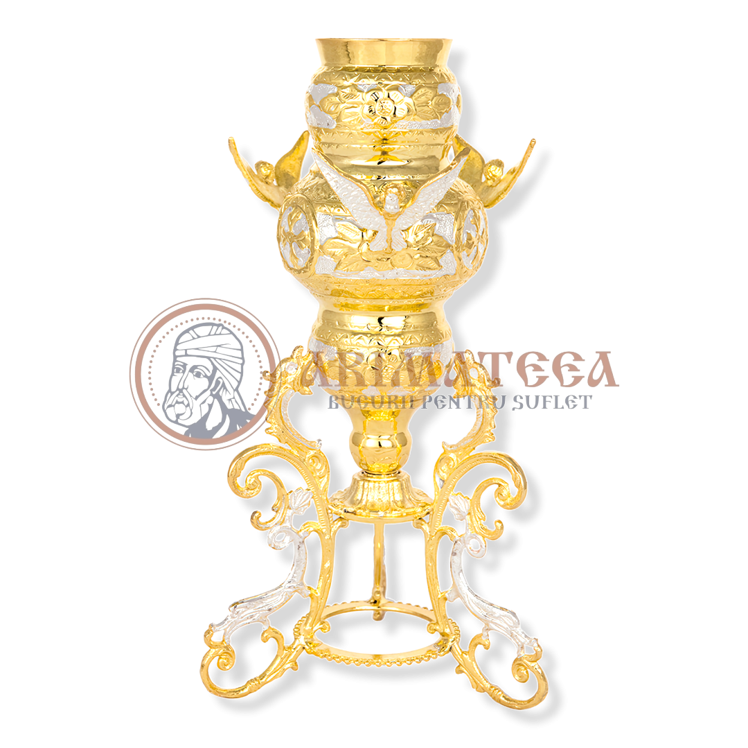 Candelă Aurită și Argintată - Model Păuni 113-06D
