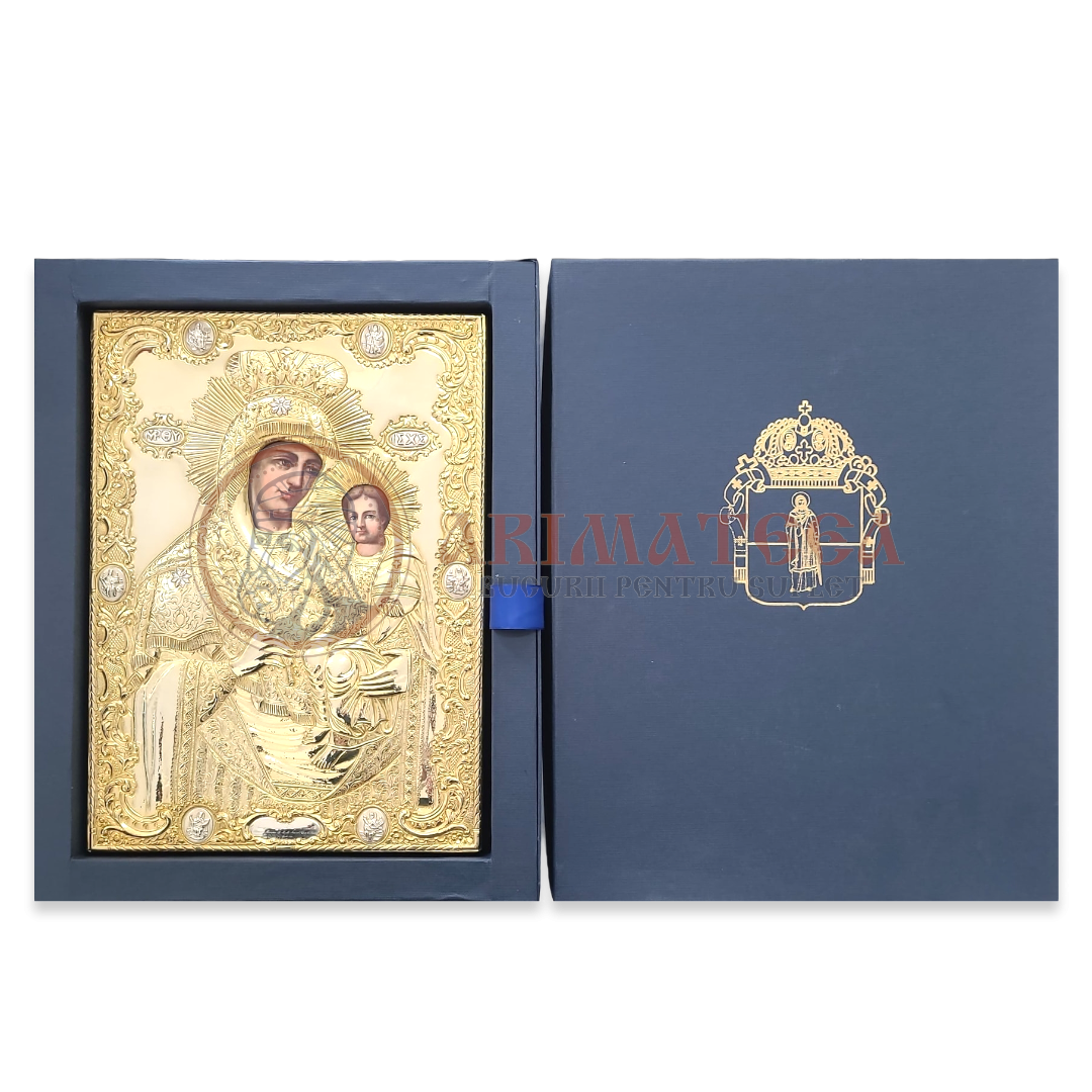 Icoană Ferecată din Argint 31x21.5 cm - Maica Domnului (din Biserica ,,Sf. Mare Mucenic Gheorghe”-Suceava)