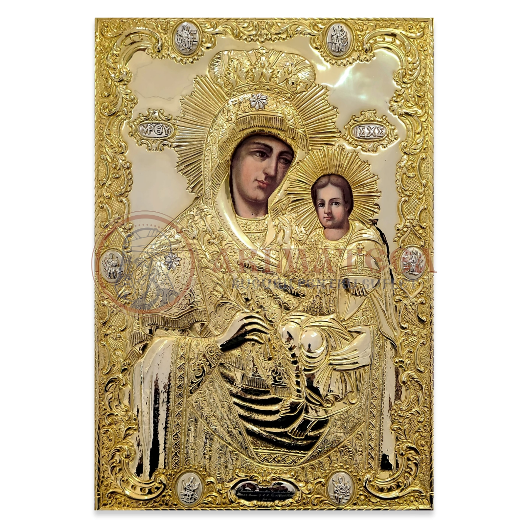 Icoană Ferecată din Argint 31x21.5 cm - Maica Domnului (din Biserica ,,Sf. Mare Mucenic Gheorghe”-Suceava)