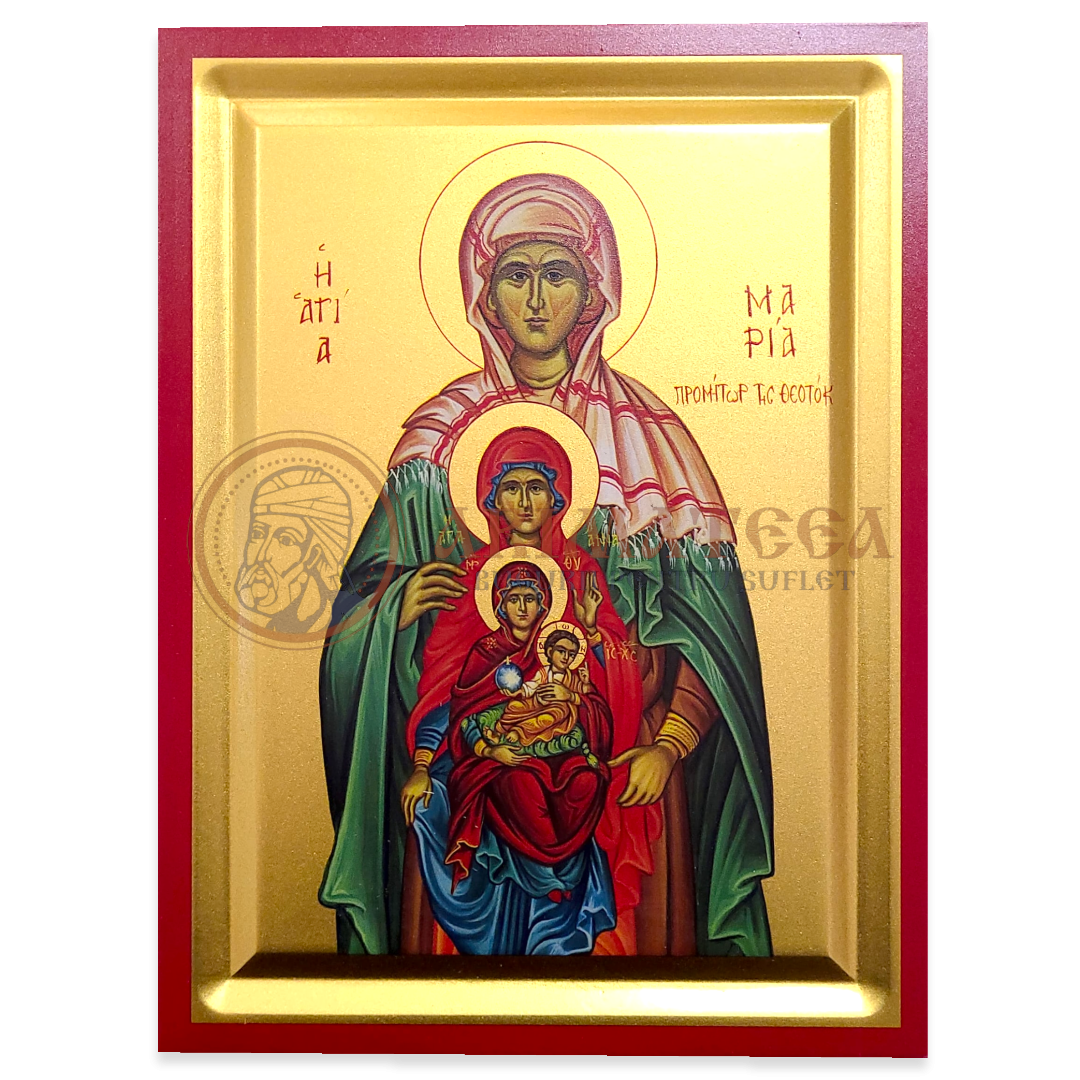 Icoană serigrafiată 907, 19x25 cm - Sf. Miriam, Sf. Ana, Maica Domnului si Iisus Hristos