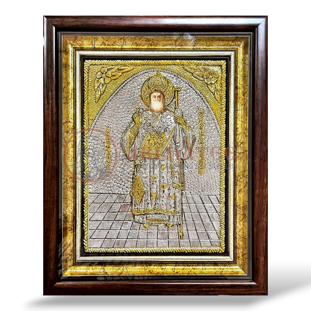 Icoană Argintată 36x44 cm - Sf. Ierarh Nectarie (1000A-925)