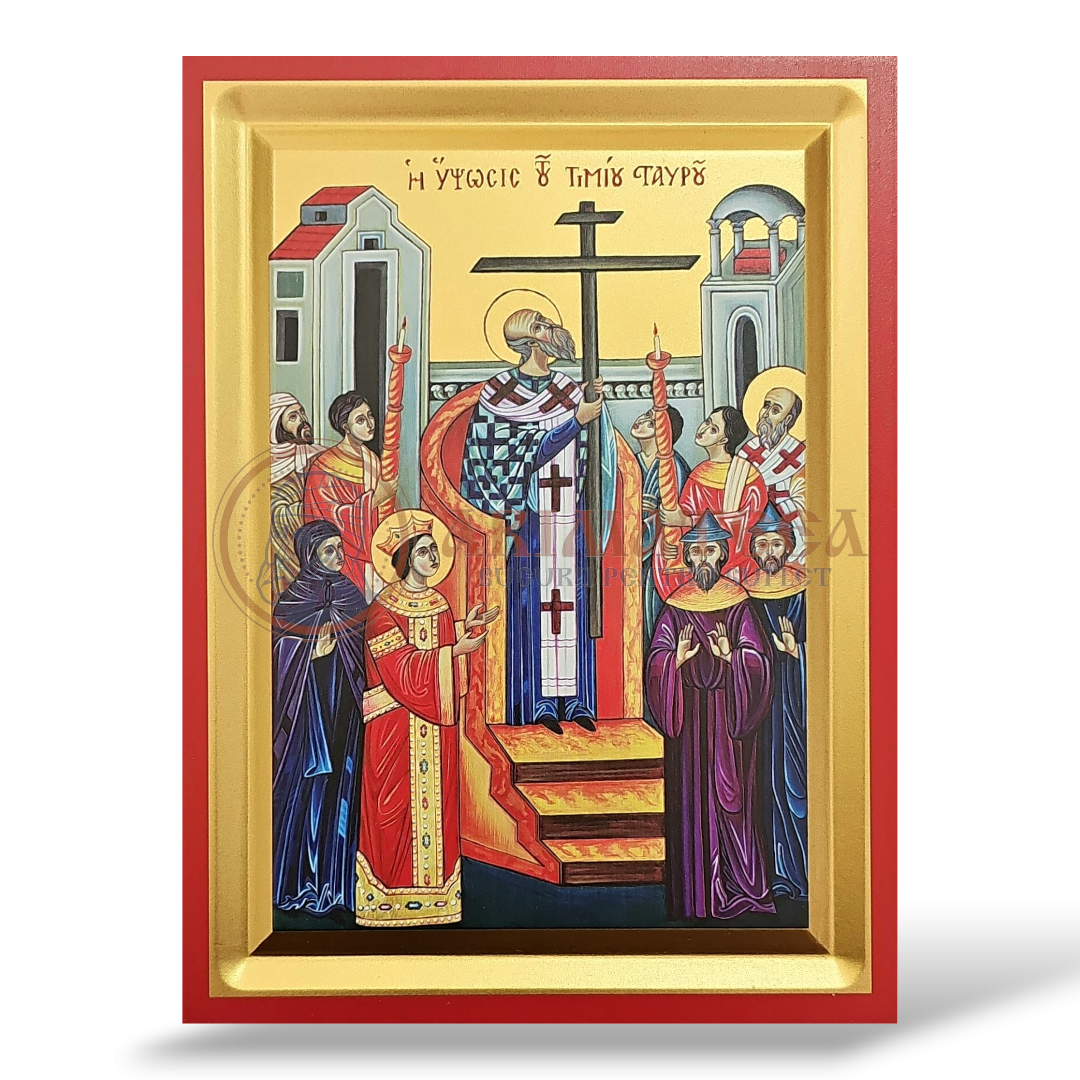 Icoană serigrafiată 907, 19x25 cm - Înălțarea Sfintei Cruci