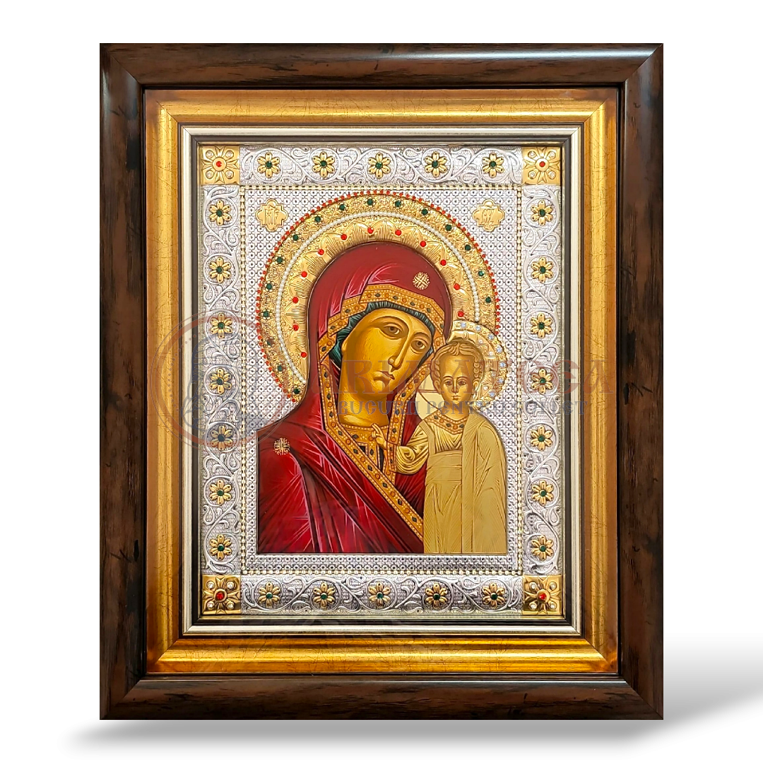 Icoană Argintată 34x40cm - Maica Domnului Kazan (M0719XD-KP)