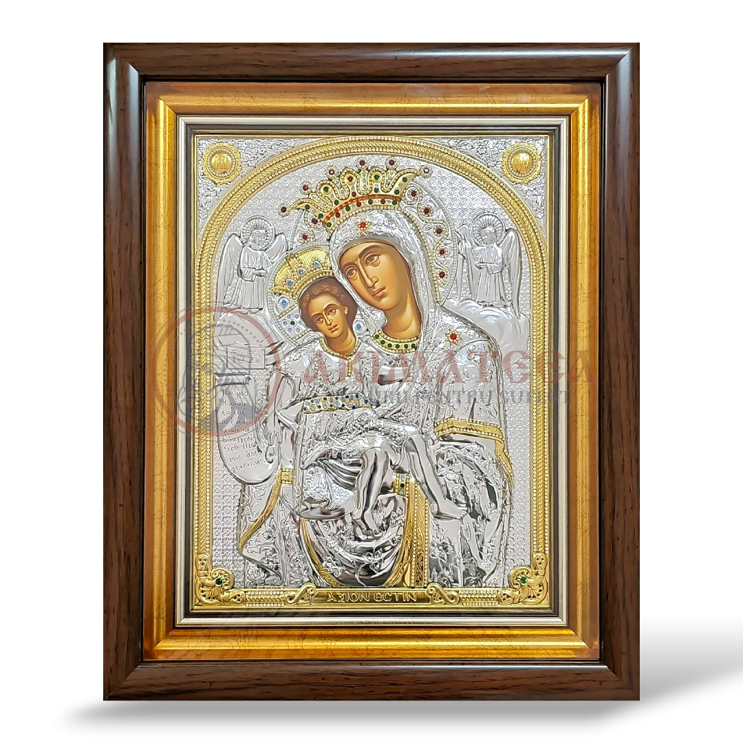 Icoană Argintată 36x44cm - Maica Domnului Axion Estin (M70-KP-S)