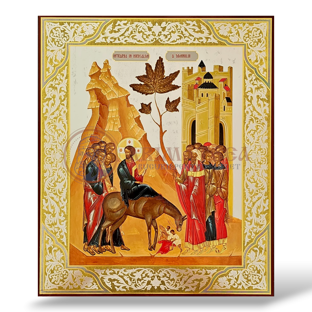 Icoană pal 30x40 - Litografie - Intrarea Domnului în Ierusalim