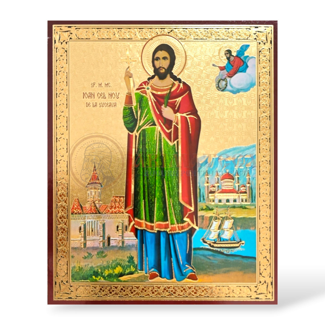 Icoană MDF 11x13 cm - Sf. M. Mc. Ioan cel Nou de la Suceava