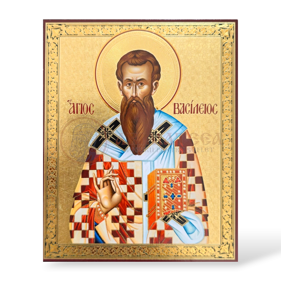 Icoană MDF 11x13 cm -  Sf. Vasile cel Mare