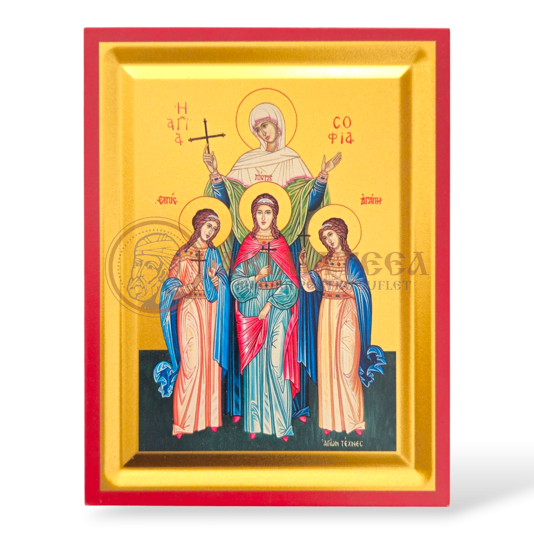 Icoană serigrafiată 906, 19x15,5 cm - Sf. Sofia și cele 3 fiice Pistis, Elpis si Agapis