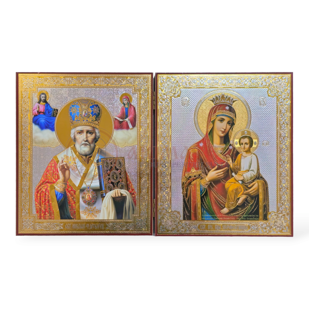 Diptic MDF 18x24 - Sf. Ierarh Nicolae și Maica Domnului