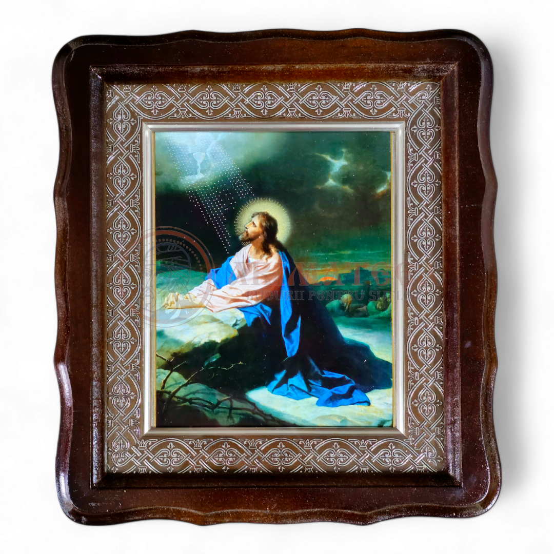 Icoană Ramă Ondulată Lemn - Iisus Hristos I