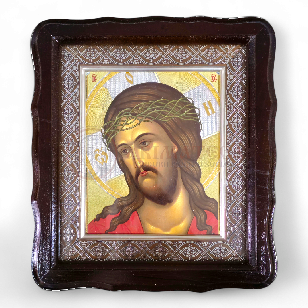 Icoană Ramă Ondulată Lemn - Iisus Hristos II