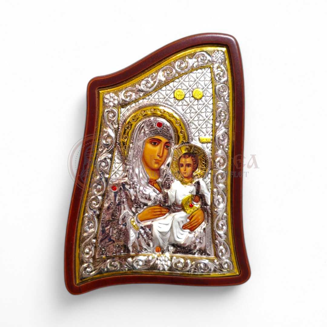 Icoană Argintată 12,5X 9,5 cm - Maica Domnului (MA/E1902/4X)