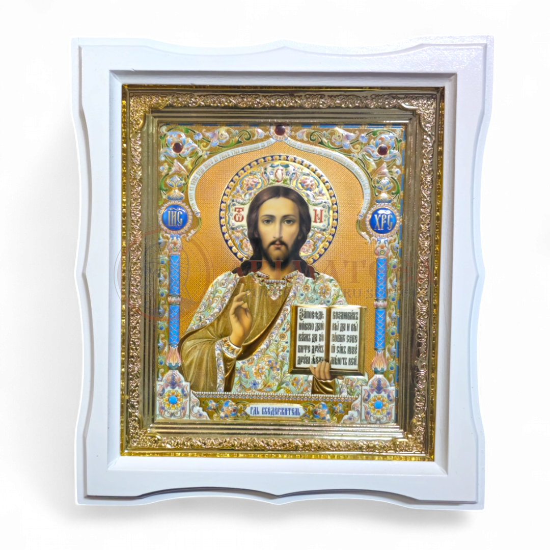 Icoană Ramă Ondulată I Lemn (alb) - Iisus Hristos (4277)