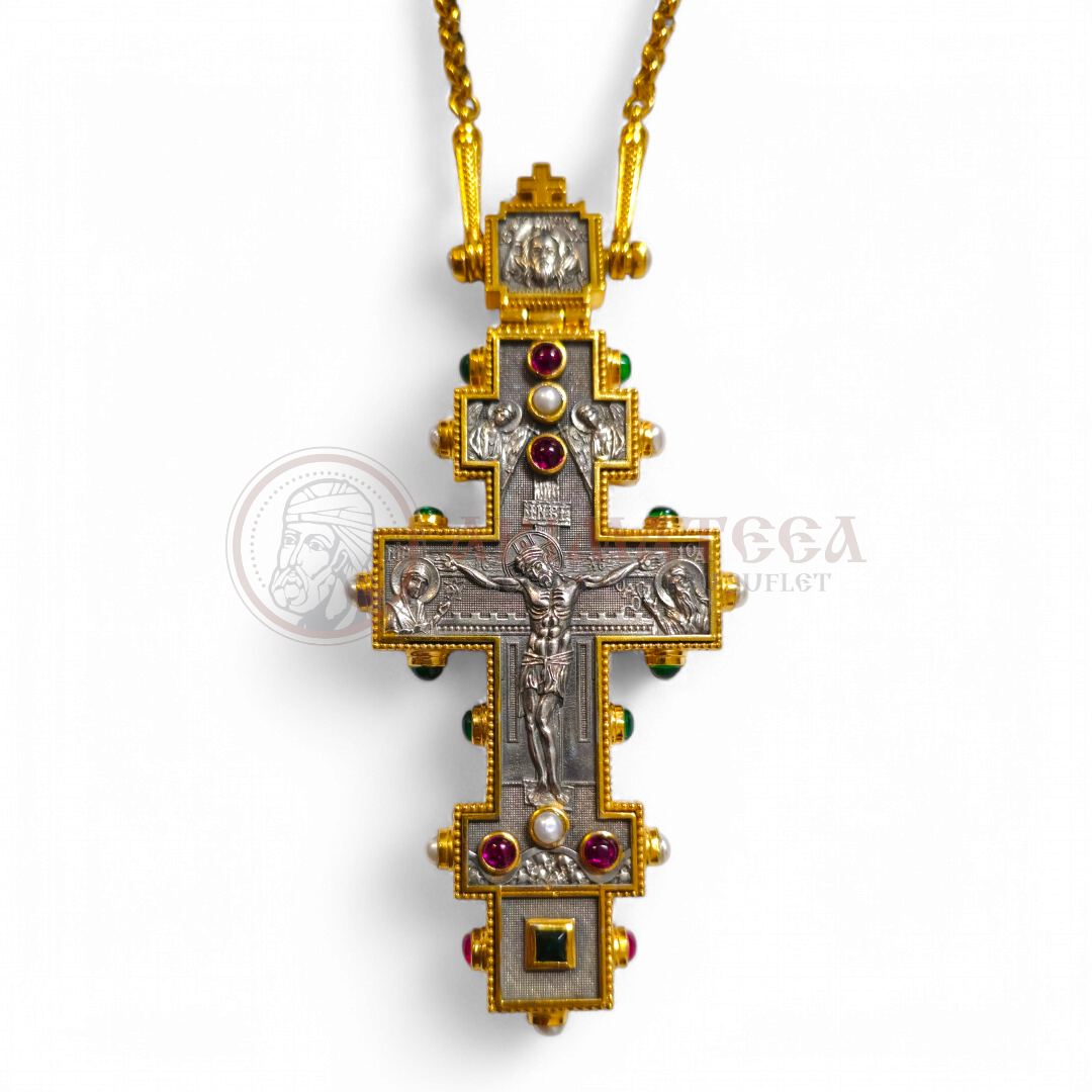 Cruce Pectorală din Argint cu Pietre Semi-Prețioase (61751)