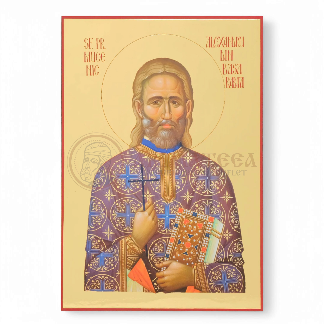 Icoană MDF Aurită 40x27 - Sf. Pr. Mucenic Alexandru din Basarabia