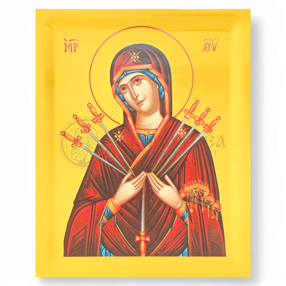 Icoană Aurită 29x37 - Maica Domnului cu 7 Săgeți, 954