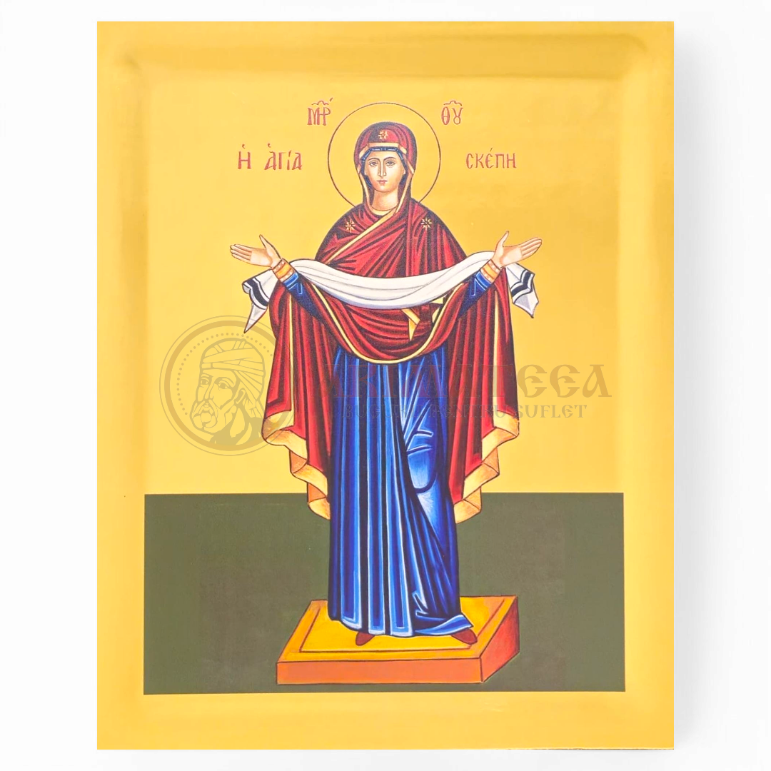 Icoană Aurită 29x37 - Acoperământul Maicii Domnului, 954