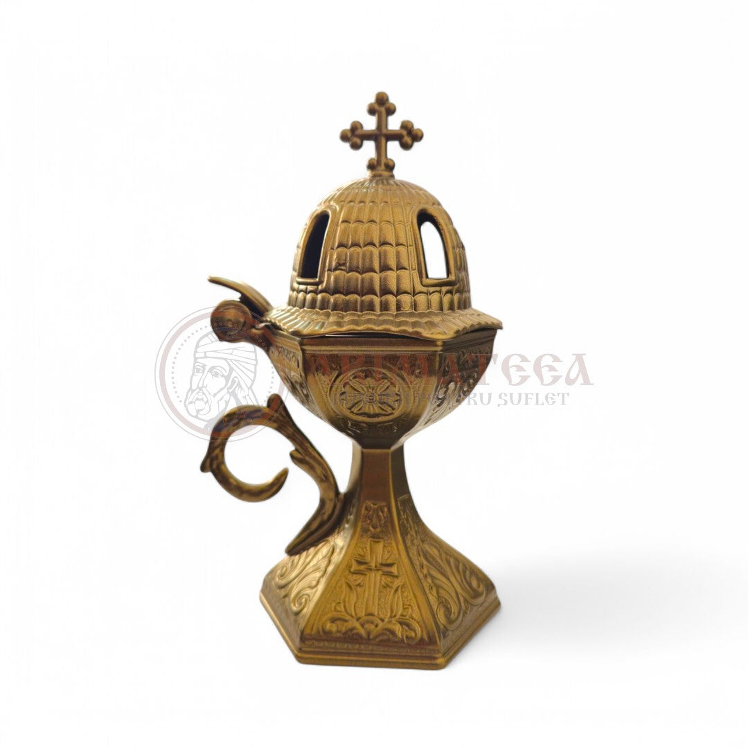 Cățuie antimoniu Biserică cu capac 3010 - Bronz