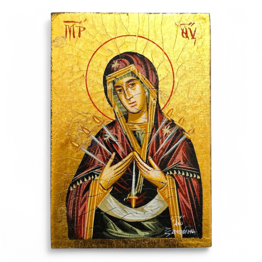 Icoană Pictată și Aurită 035 - Maica Domnului, 7 Săgeți