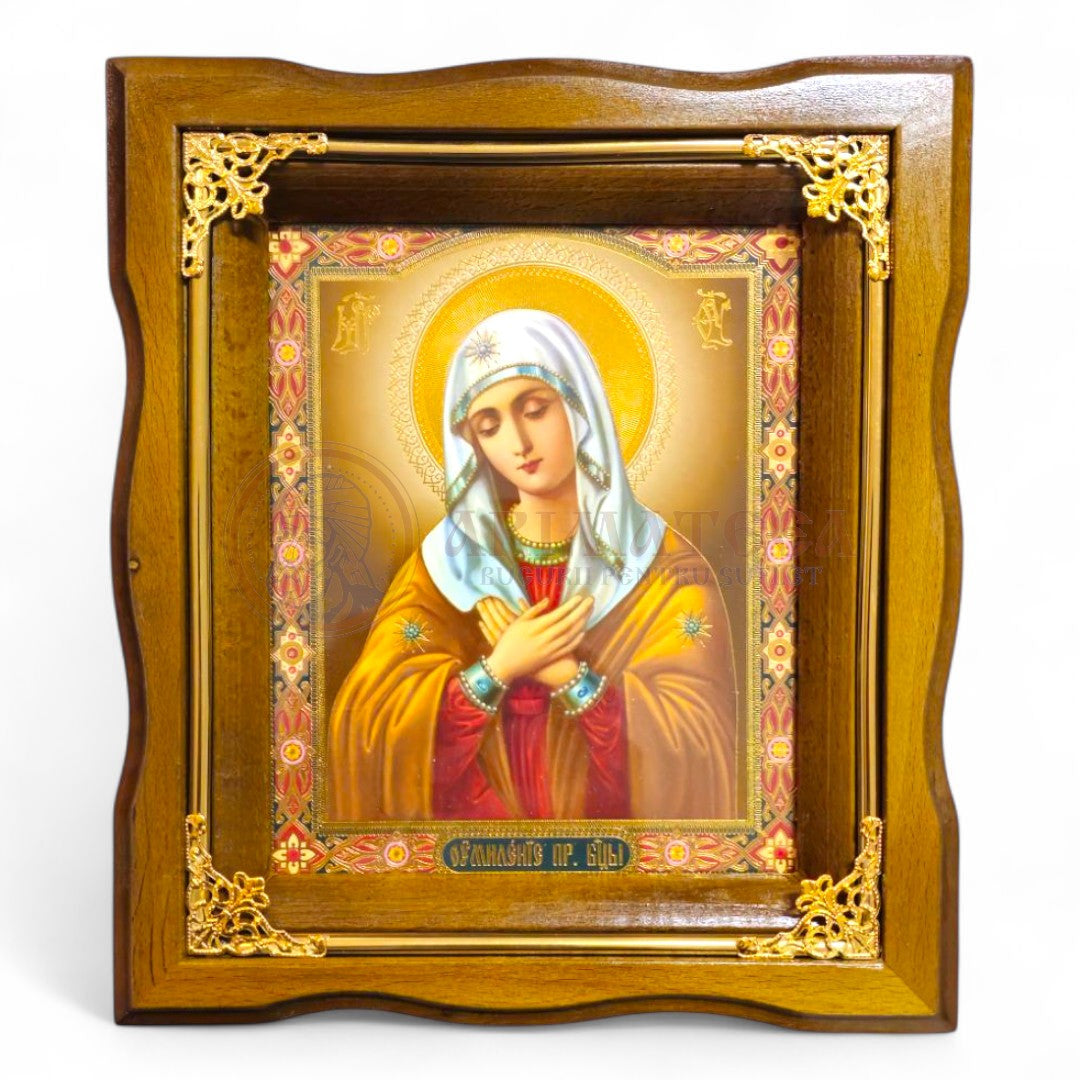 Icoană Ramă Ondulată Lemn 24x21 - Maica Domnului