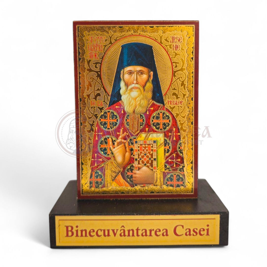 Icoană cu postament. Binecuvântarea casei - Sf. Cuv. Mărturisitor Arsenie de la Prislop