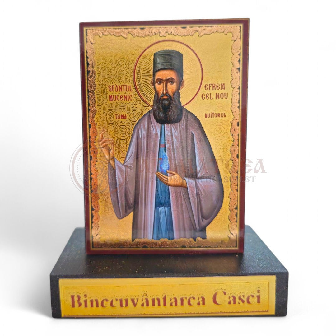 Icoană cu postament. Binecuvântarea casei - Sf. Mc. Efrem cel Nou
