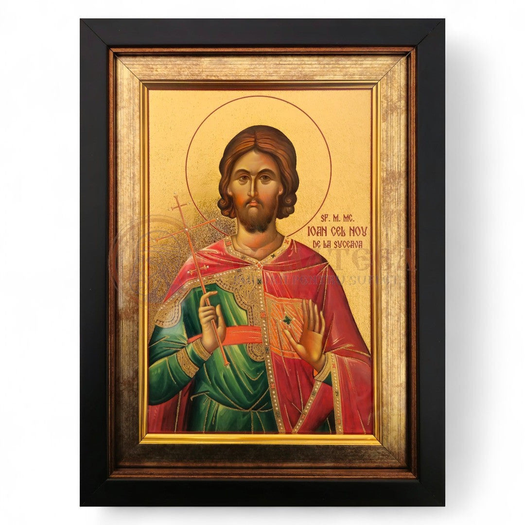 Icoană în Ramă, Aurie - Sf. M. Mc. Ioan cel Nou de la Suceava (29x22 cm)