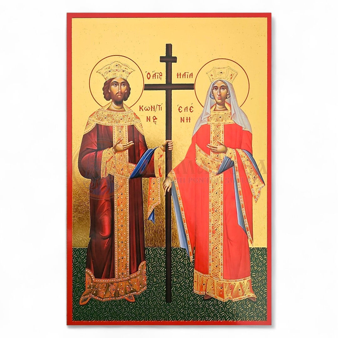 Icoană MDF Aurită 22x15 - Sf. Împ. Constantin și Elena