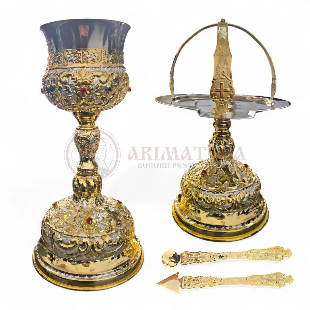 Set Sfinte Vase Sculptat în două culori cu pietre de zircon - 1L (68453)