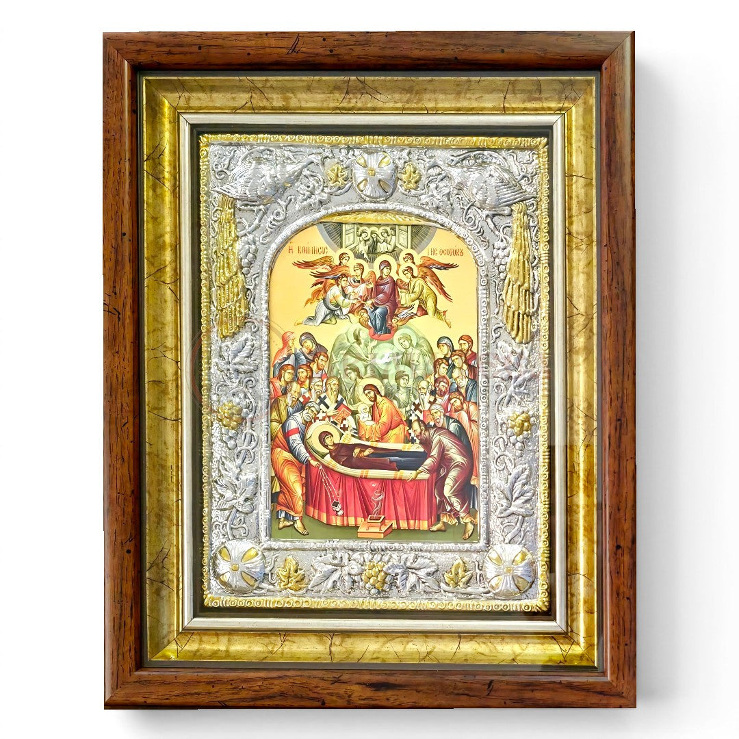 Icoană Argintată 38x44cm - Adormirea Maicii Domnului