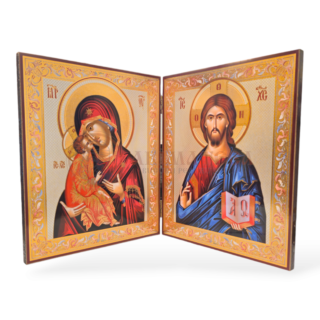 Diptic MDF 18x24 - Iisus Hristos și Maica Domnului