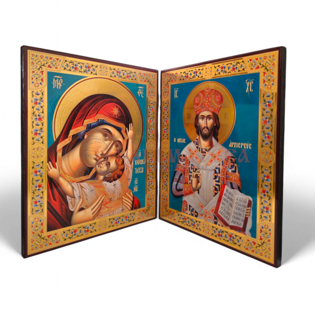 Diptic MDF 18x24 - Maica Domnului și Mântuitorul Iisus Hristos