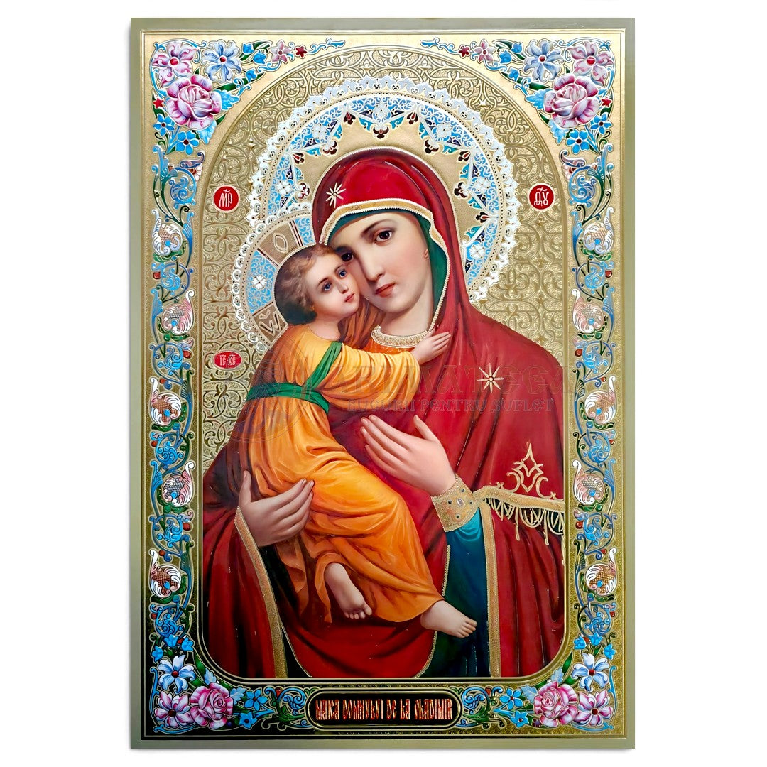 Icoană Pal Relief 21x32 cm - Maica Domnului de la Vladimir