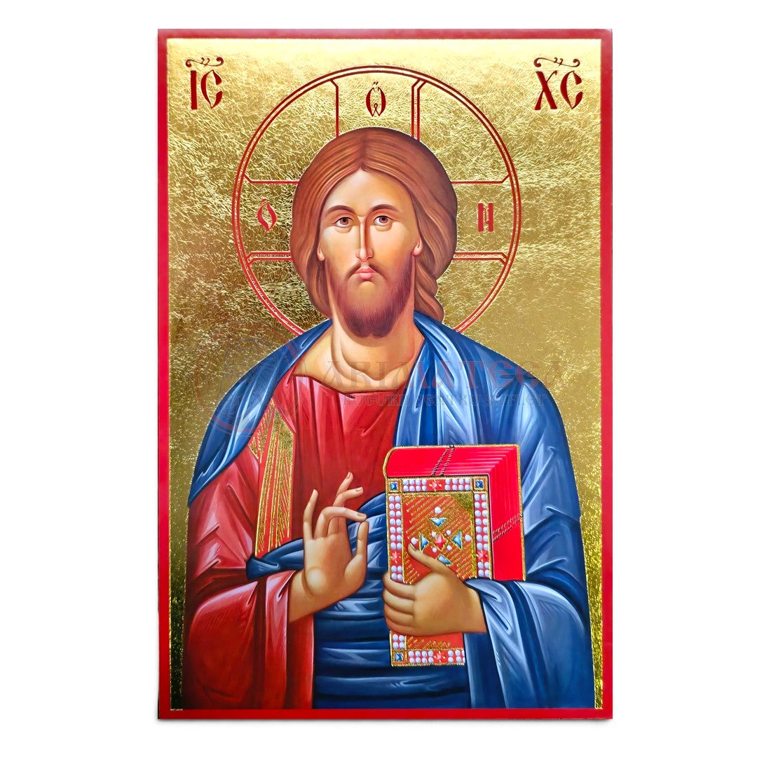Icoană MDF Aurită 22x15 - Iisus Hristos Pantocrator (Atotțiitorul)